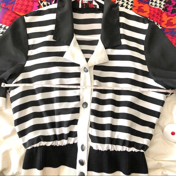 Vintage black and white striped blouse - Picture 12 of 12